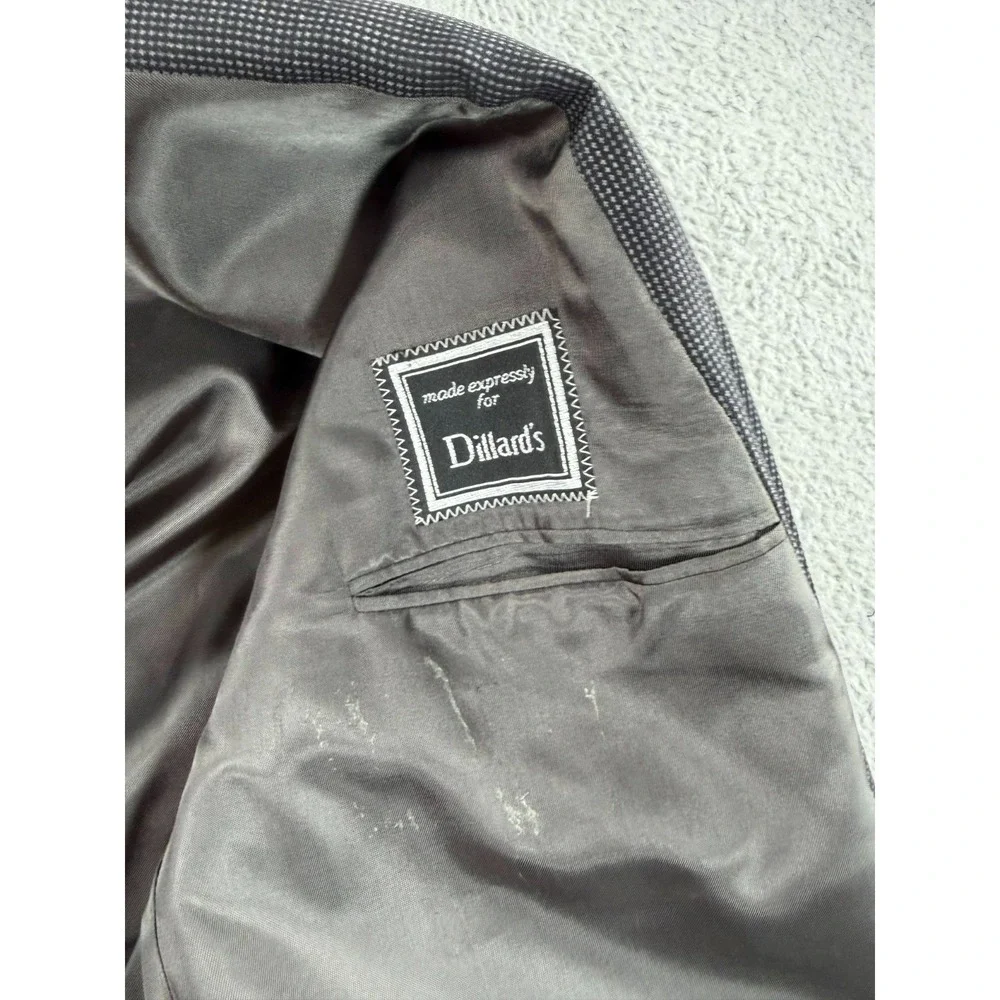 Feraud Louis Feraud Blazer Men's 42R Gray Wool Double Breasted Coat Tweed Peak